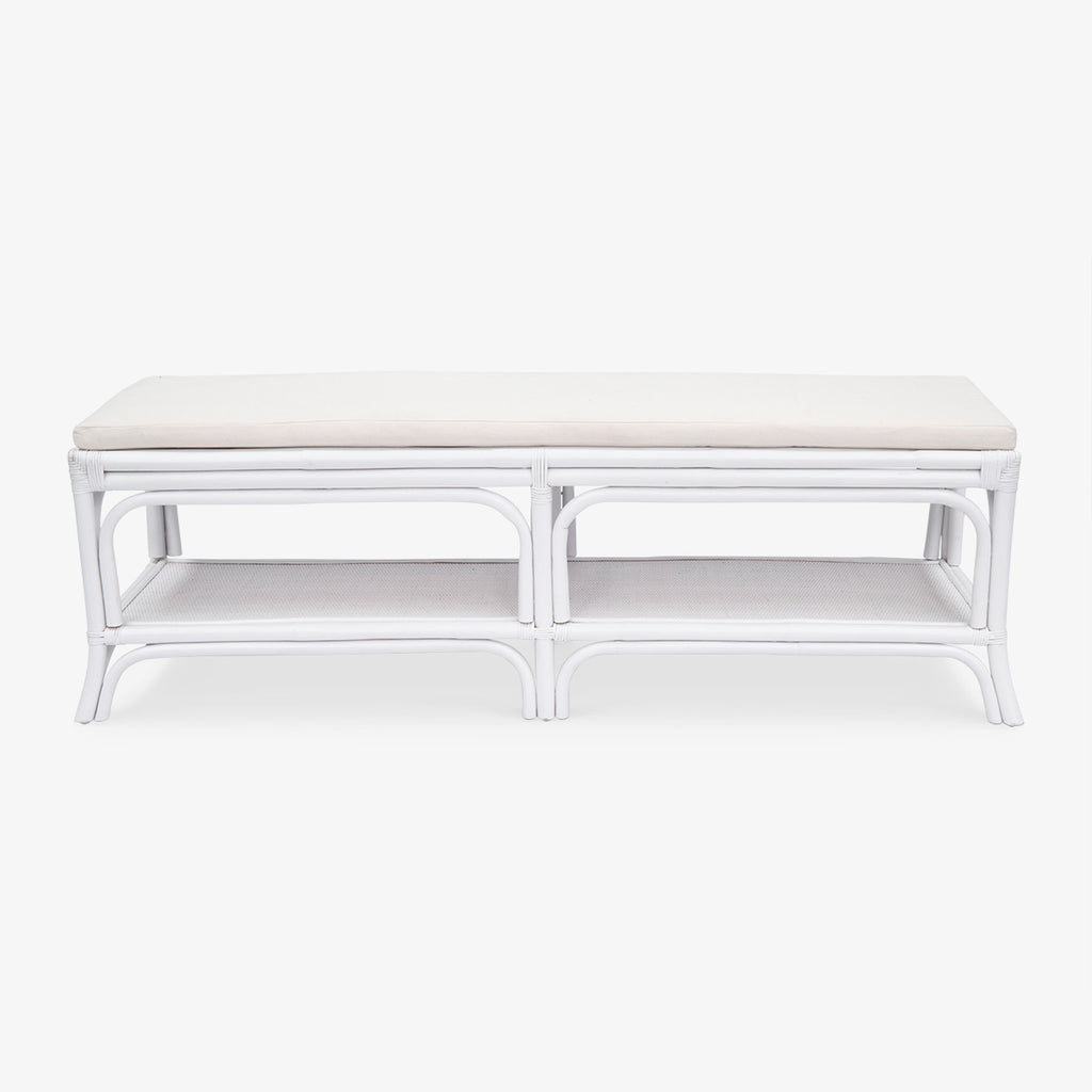 Rattan Indies Bed Stool Bench White