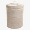 Rattan Laundry Hamper Round White