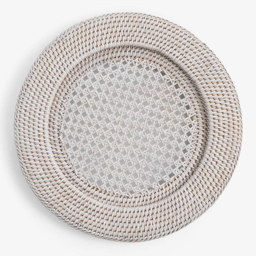 Rattan Placemat Charger Recessed White