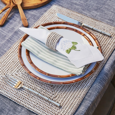 Rattan Placemat Rectangular White Styled Outdoor
