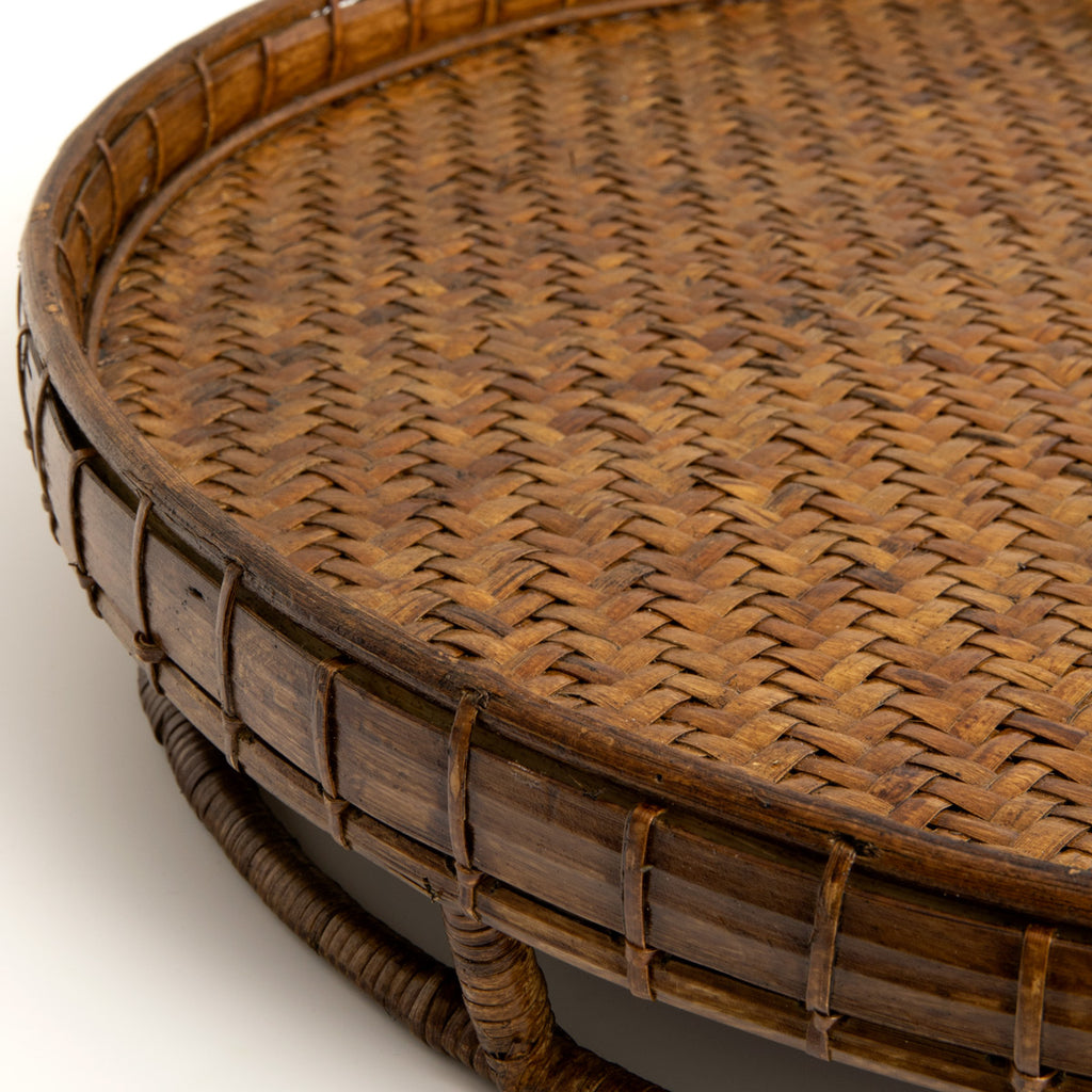 Medium Rice Tray Rattan Rice Tray Round Brown
