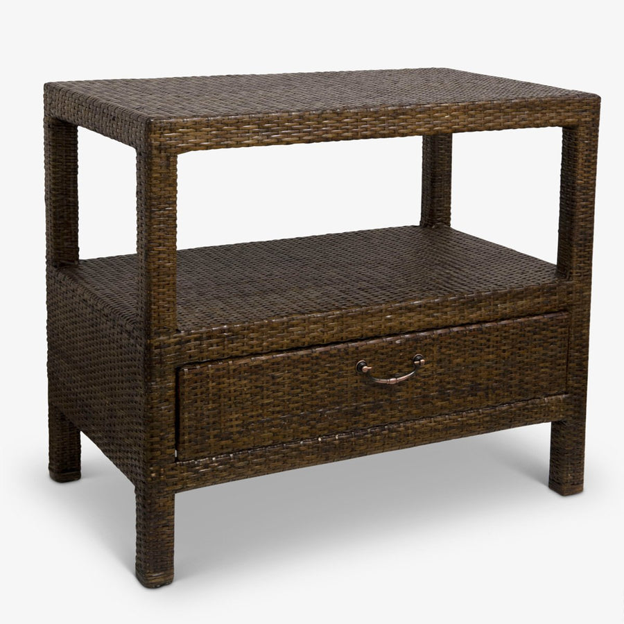 Rattan Side Table One Drawer Front