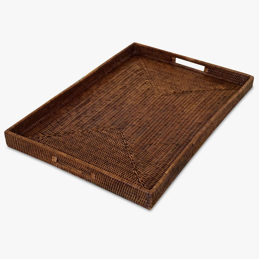 Tray Ratton Rattan Trays Rectangular Brown