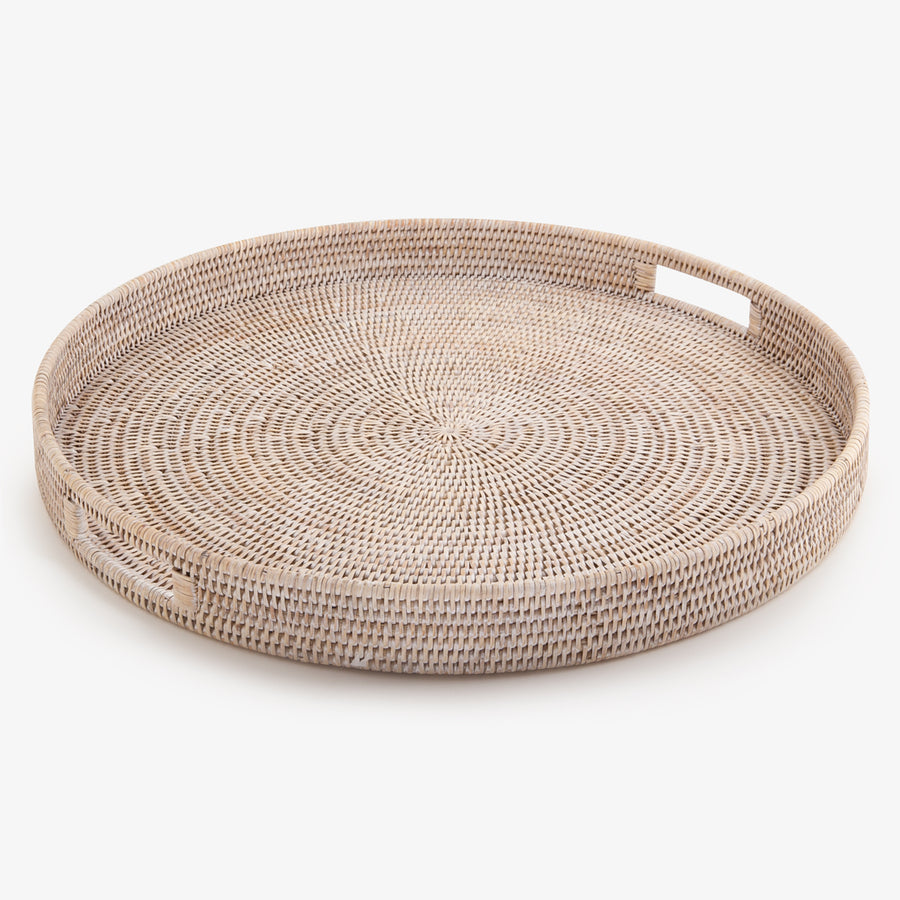 Rattan Trays Round White