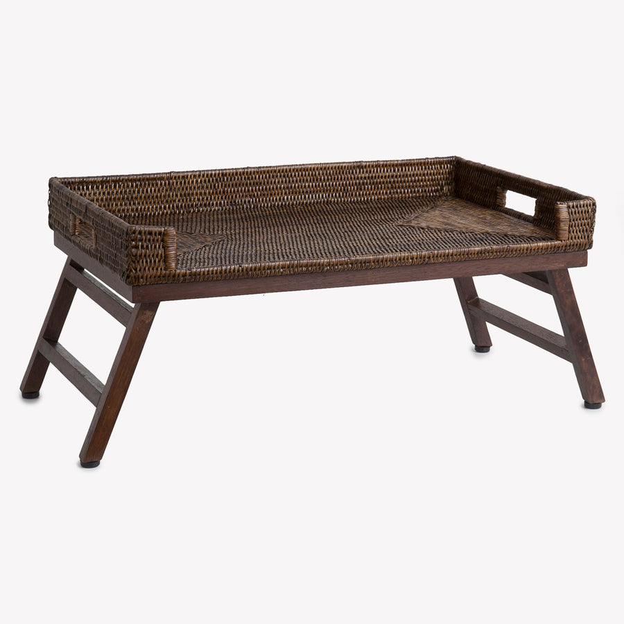 Rattan Breakfast Tray With Feet Brown