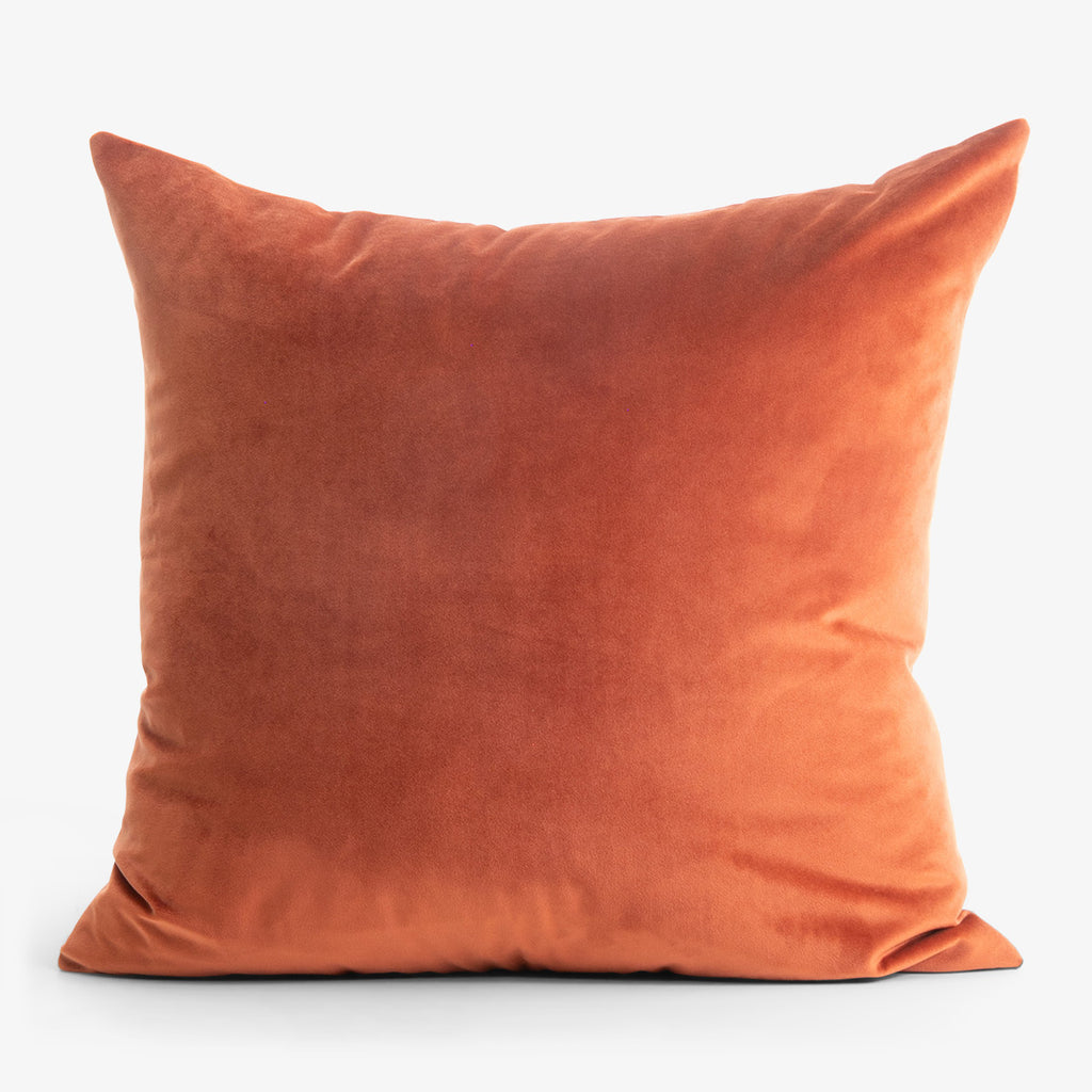 Rust Velvet With Flax Back Cushion Cover