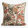 Sara Autumn Floral With Flax Back & Green Piping Cushion 50 x 50cm Front