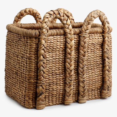 Water Hyacinth Baskets With Handles Rectangular