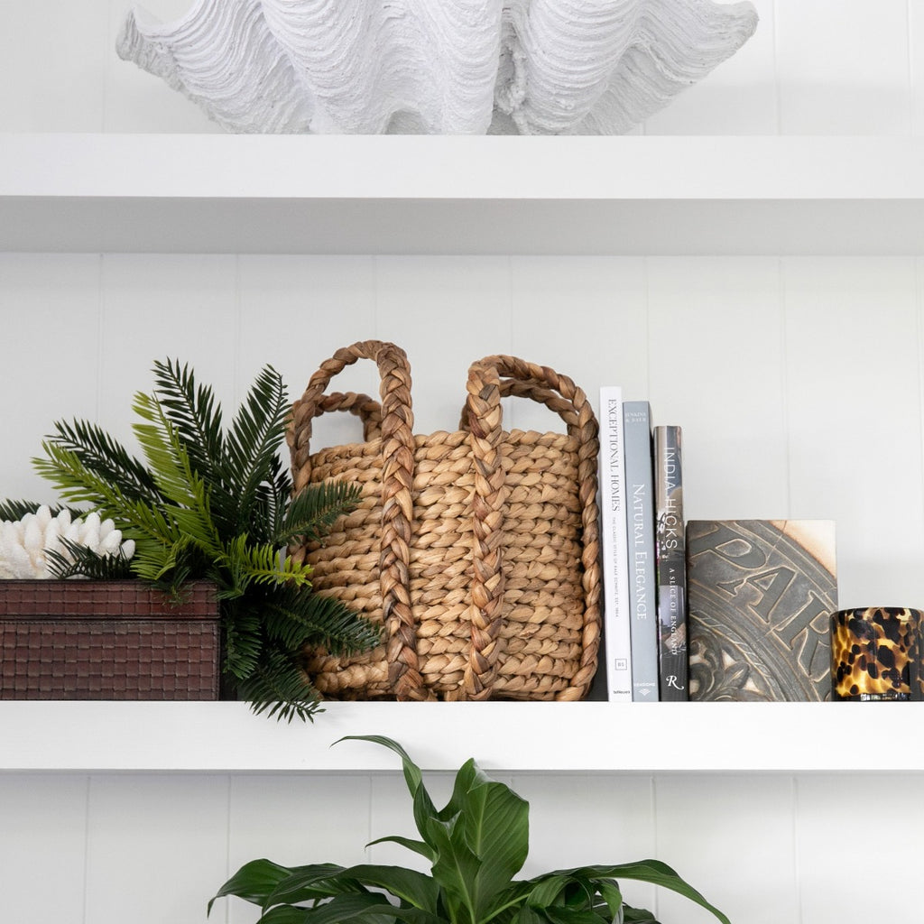 Water Hyacinth Baskets With Handles Round