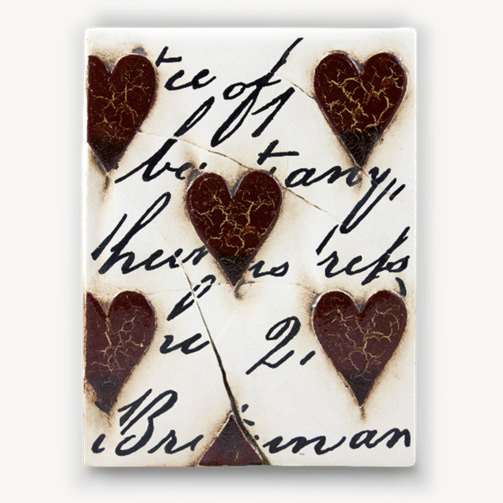 Retired Sid Dickens Memory Block Red Hearts with Script