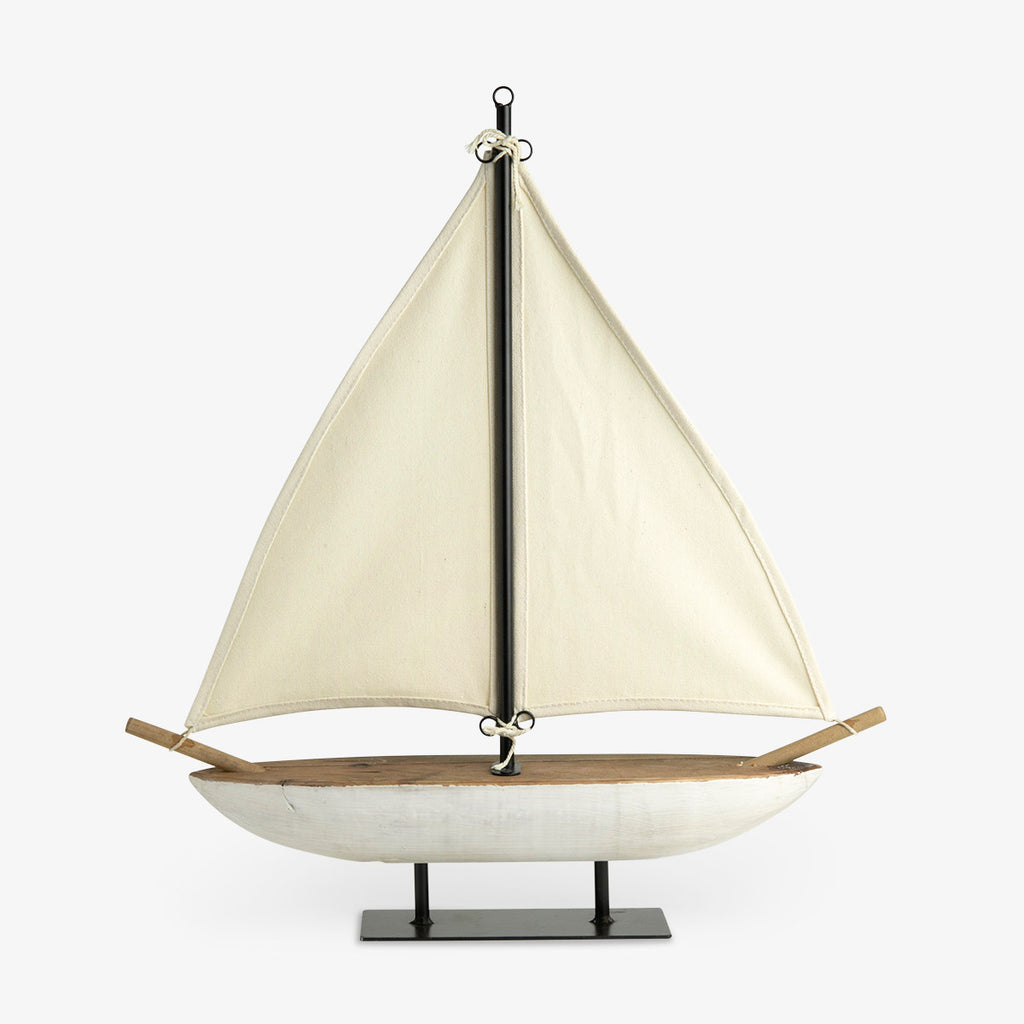 Timber Sailing Boat With Canvas Sails