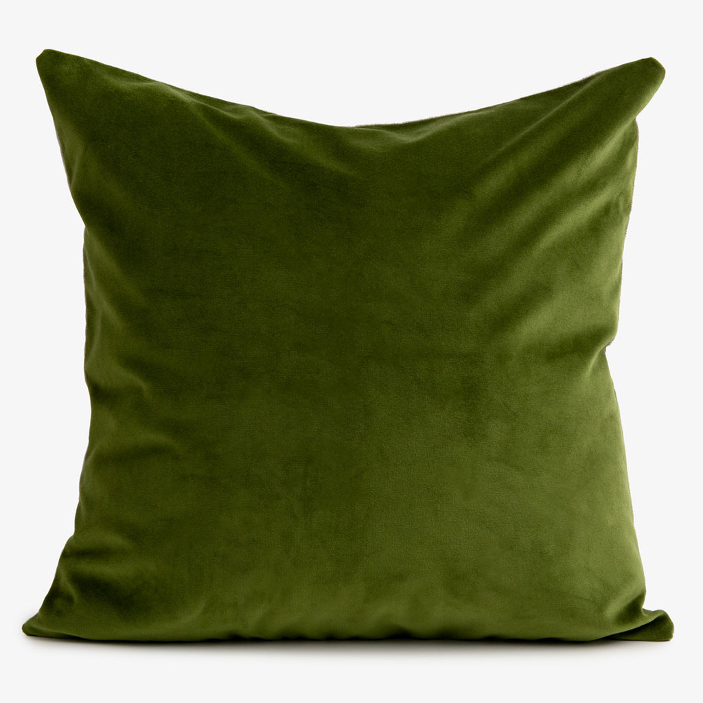 Velvet Green & Flax Cushion Cover