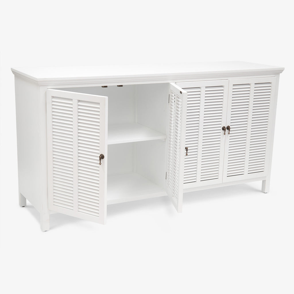 White Louvre Four Door Sideboard