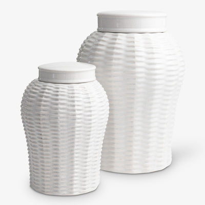 Woven Ceramic Jars White